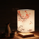 Lampe de chevet Japonaise bois Toile bleu - Vignette | LUMIREVA